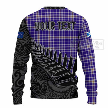 Ochterlony Crest Tartan Knitted Sweater with New Zealand Silver Fern Half Style - Tartan Vibes Clothing