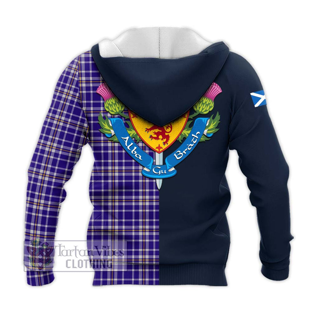 Ochterlony Tartan Knitted Hoodie Alba with Scottish Lion Royal Arm Half Style - Tartan Vibes Clothing