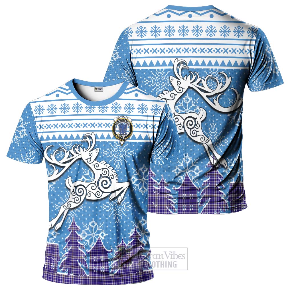 Tartan Vibes Clothing Ochterlony Clan Christmas T-Shirt Celtic Reindeer Style
