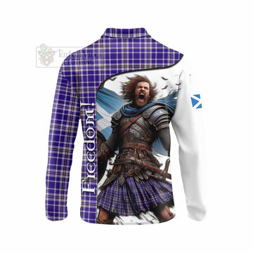 Tartan Vibes Clothing Ochterlony Crest Tartan Long Sleeve Polo Shirt Inspired by the Freedom of Scottish Warrior