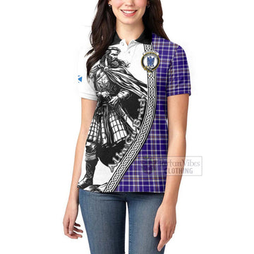 Ochterlony Tartan Clan Crest Women's Polo Shirt with Highlander Warrior Celtic Style - Tartan Vibes Clothing