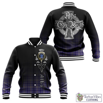 Ochterlony Tartan Baseball Jacket Featuring Alba Gu Brath Family Crest Celtic Inspired - Tartan Vibes Clothing