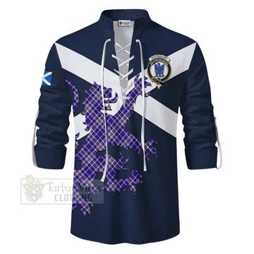 Ochterlony Tartan Lion Rampant Ghillie Kilt Shirt Proudly Display Your Heritage with Alba Gu Brath and Clan Name - Tartan Vibes Clothing