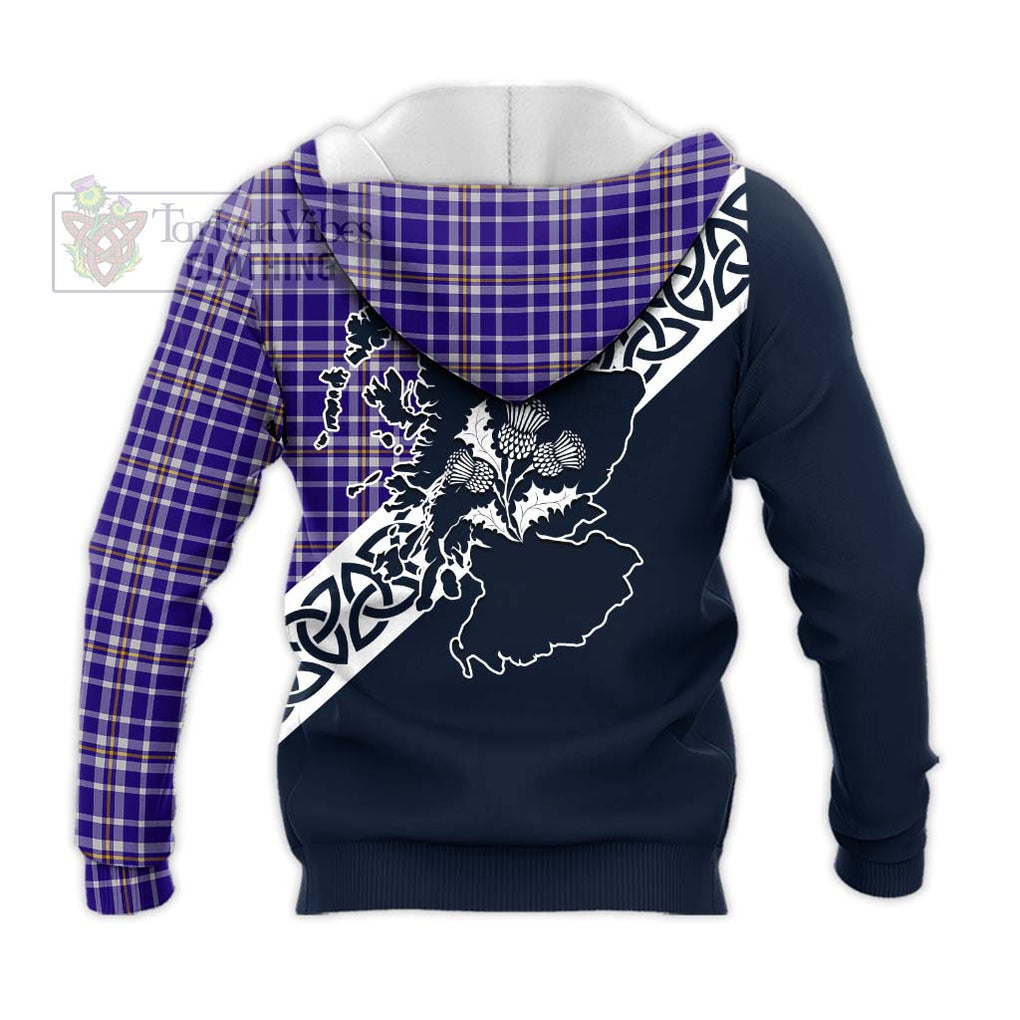 Ochterlony Tartan Knitted Hoodie Featuring Thistle and Scotland Map - Tartan Vibes Clothing