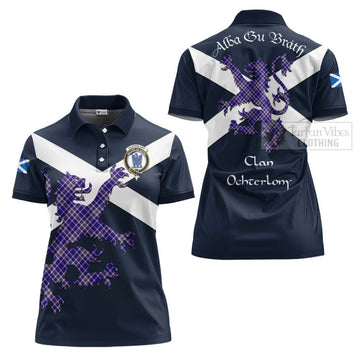 Ochterlony Tartan Lion Rampant Women's Polo Shirt Proudly Display Your Heritage with Alba Gu Brath and Clan Name - Tartan Vibes Clothing