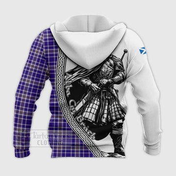 Ochterlony Tartan Clan Crest Knitted Hoodie with Highlander Warrior Celtic Style - Tartan Vibes Clothing