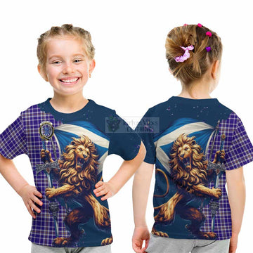 Ochterlony Tartan Family Crest Kid T-Shirt with Scottish Majestic Lion - Tartan Vibes Clothing