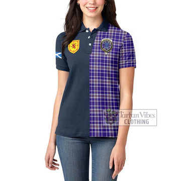 Ochterlony Tartan Women's Polo Shirt Alba with Scottish Lion Royal Arm Half Style - Tartan Vibes Clothing