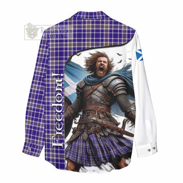 Tartan Vibes Clothing Ochterlony Crest Tartan Women's Casual Shirt Inspired by the Freedom of Scottish Warrior