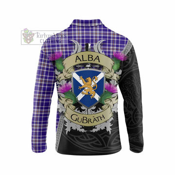 Ochterlony Tartan Family Crest Long Sleeve Polo Shirt Lion Rampant Royal Thistle Shield Celtic Inspired - Tartan Vibes Clothing