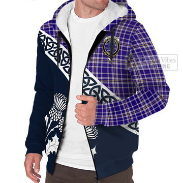 Ochterlony Tartan Sherpa Hoodie Featuring Thistle and Scotland Map - Tartan Vibes Clothing