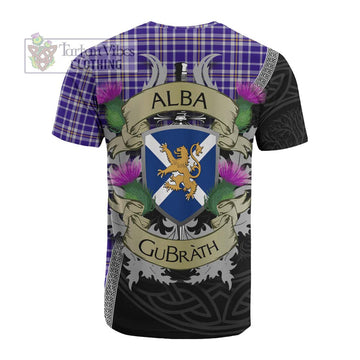 Ochterlony Tartan Family Crest Cotton T-shirt Lion Rampant Royal Thistle Shield Celtic Inspired
