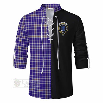 Ochterlony Tartan Ghillie Kilt Shirt with Family Crest and Half Of Me Style - Tartan Vibes Clothing