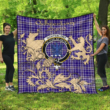 Tartan Vibes Clothing Ochterlony Tartan Quilt with Family Crest and Scottish Symbol Style
