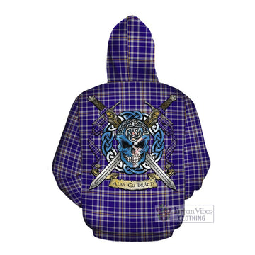 Ochterlony Tartan Cotton Hoodie with Family Crest Celtic Skull Style Pullover Hoodie - Tartan Vibes Clothing