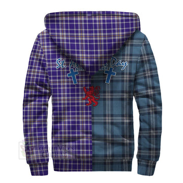Ochterlony Tartan Sherpa Hoodie Happy St. Andrew's Day Half Tartan Style - Tartan Vibes Clothing