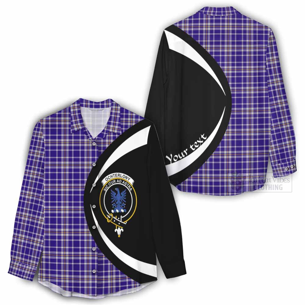 Ochterlony Tartan Women's Casual Shirt with Family Crest Circle Style - Tartan Vibes Clothing