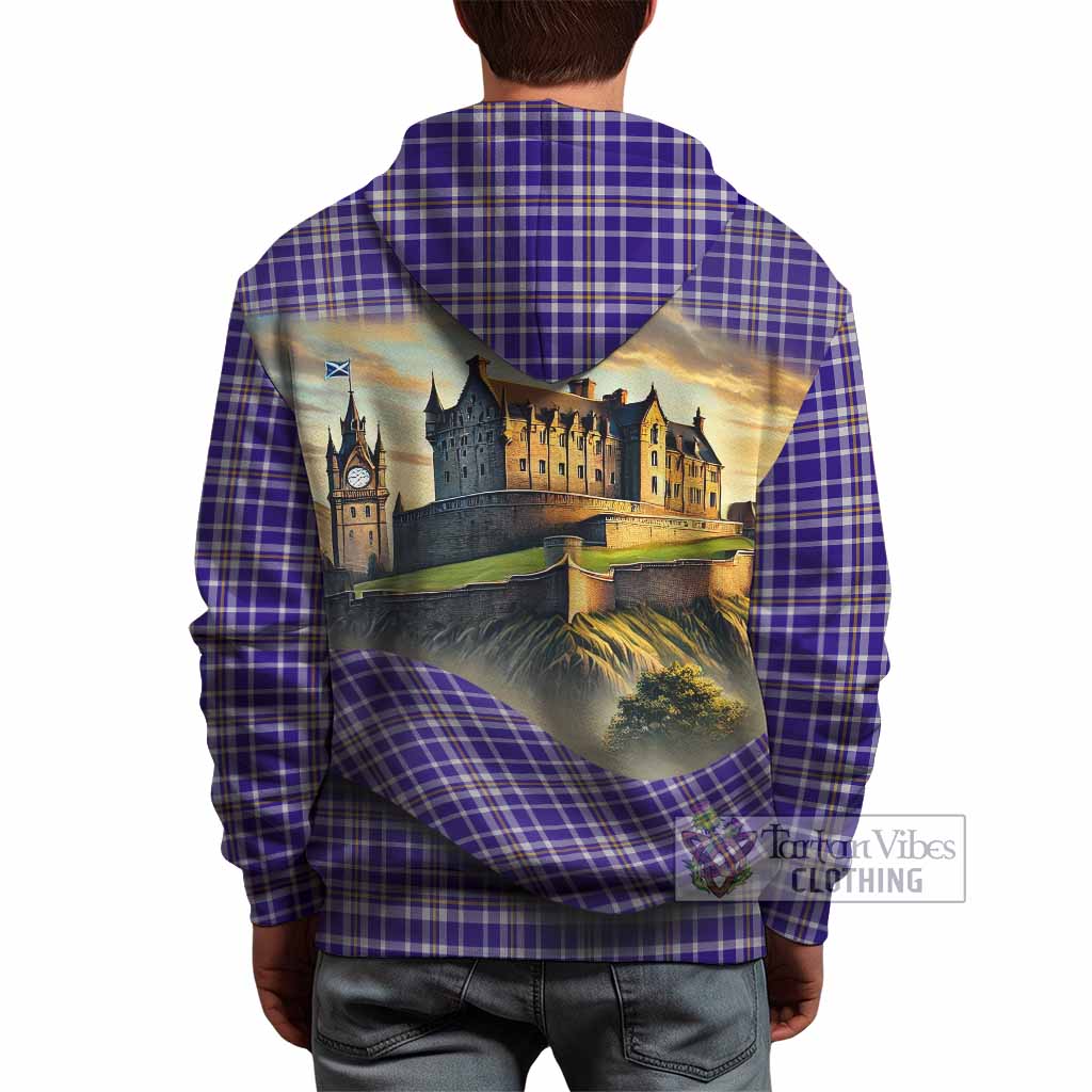 Ochterlony Tartan Family Crest Hoodie with Scottish Ancient Castle Style - Tartan Vibes Clothing