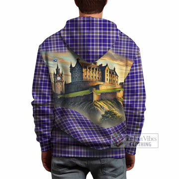 Ochterlony Tartan Family Crest Hoodie with Scottish Ancient Castle Style - Tartan Vibes Clothing