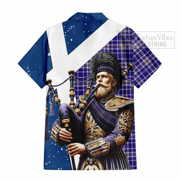 Ochterlony Tartan Hawaiian Shirt with Family Crest Scottish Bagpiper Vibes - Tartan Vibes Clothing