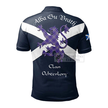 Ochterlony Tartan Lion Rampant Polo Shirt Proudly Display Your Heritage with Alba Gu Brath and Clan Name - Tartan Vibes Clothing