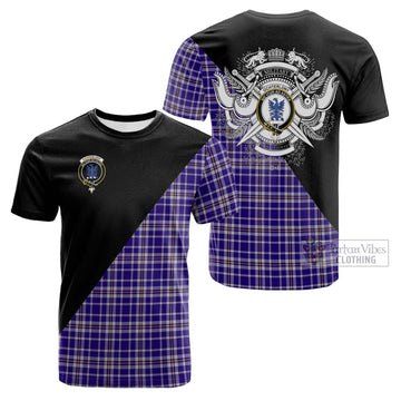 Ochterlony Tartan Cotton T-shirt with Family Crest and Military Logo Style