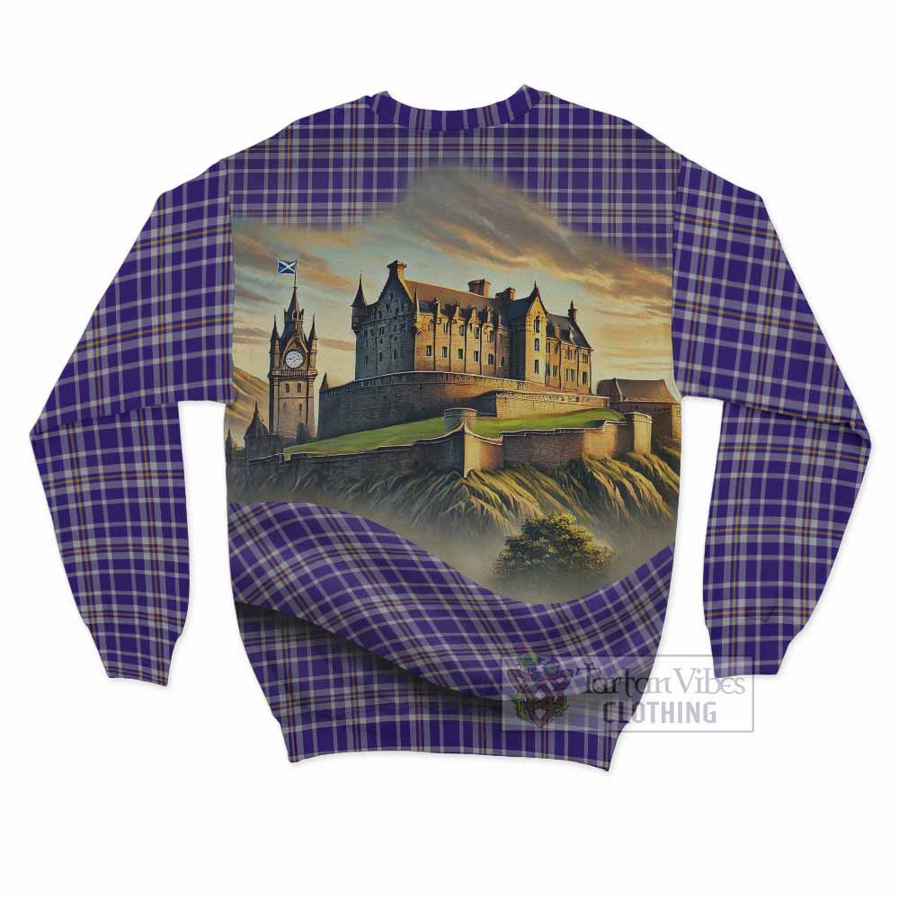 Ochterlony Tartan Family Crest Sweatshirt with Scottish Ancient Castle Style - Tartan Vibes Clothing