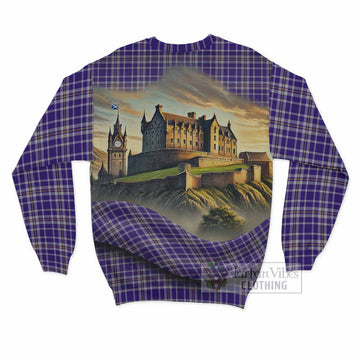 Ochterlony Tartan Family Crest Sweatshirt with Scottish Ancient Castle Style - Tartan Vibes Clothing