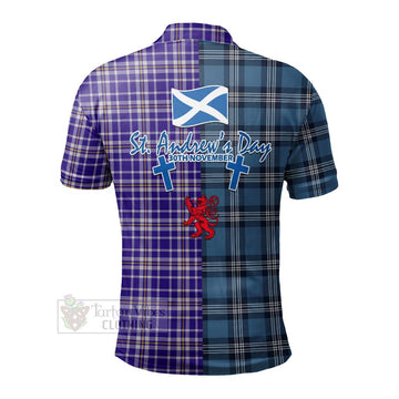 Ochterlony Tartan Polo Shirt Happy St. Andrew's Day Half Tartan Style - Tartan Vibes Clothing