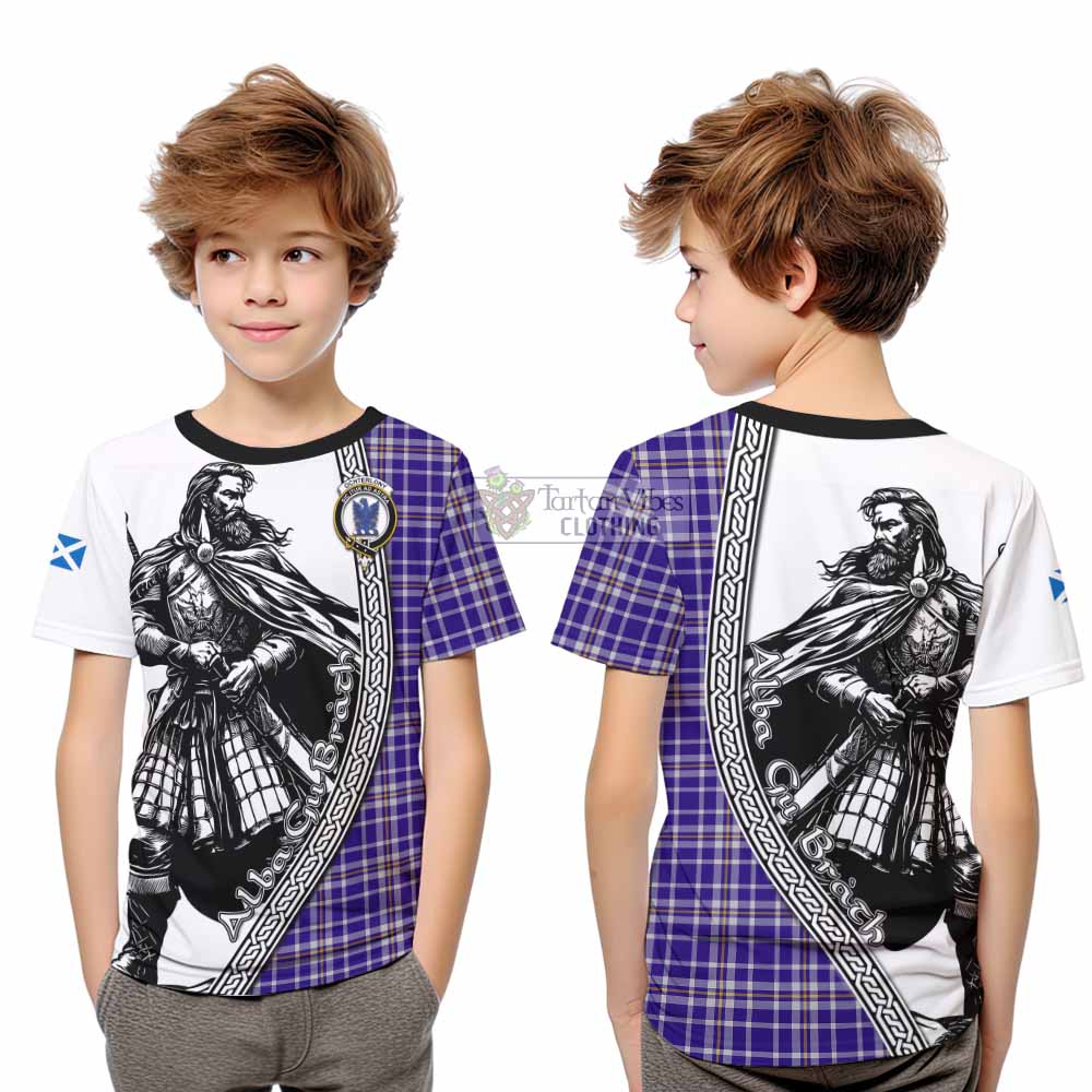 Ochterlony Tartan Clan Crest Kid T-Shirt with Highlander Warrior Celtic Style - Tartan Vibes Clothing
