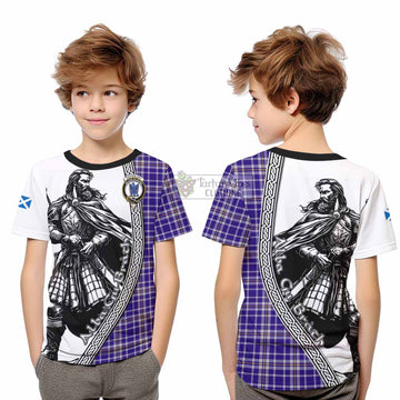 Ochterlony Tartan Clan Crest Kid T-Shirt with Highlander Warrior Celtic Style - Tartan Vibes Clothing