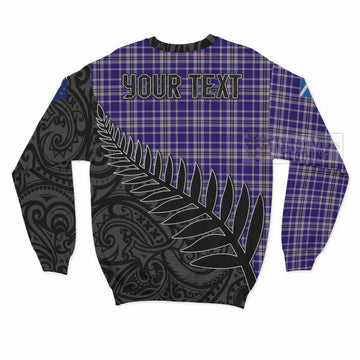 Ochterlony Crest Tartan Sweatshirt with New Zealand Silver Fern Half Style - Tartan Vibes Clothing