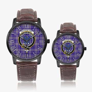 Ochterlony Tartan Family Crest Leather Strap Quartz Watch - Tartan Vibes Clothing
