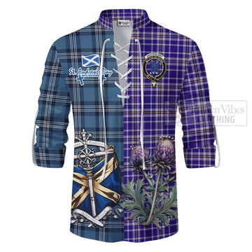 Ochterlony Tartan Ghillie Kilt Shirt Happy St. Andrew's Day Half Tartan Style - Tartan Vibes Clothing