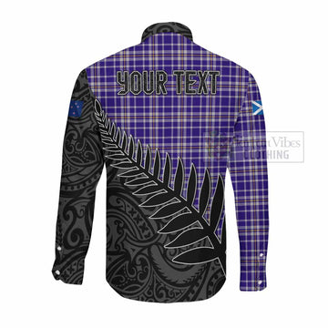 Ochterlony Crest Tartan Long Sleeve Button Shirt with New Zealand Silver Fern Half Style Men's Shirt - Tartan Vibes Clothing