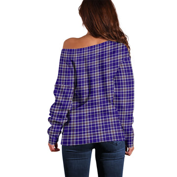 Ochterlony Tartan Off Shoulder Women Sweater with Family Crest - Tartanvibesclothing