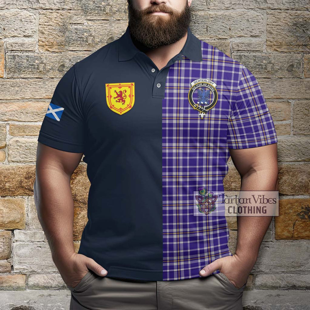 Ochterlony Tartan Polo Shirt Alba with Scottish Lion Royal Arm Half Style - Tartan Vibes Clothing