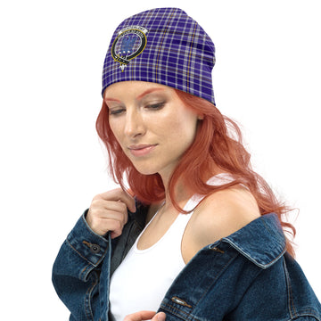 Ochterlony Tartan Beanies Hat with Family Crest - Tartan Vibes Clothing