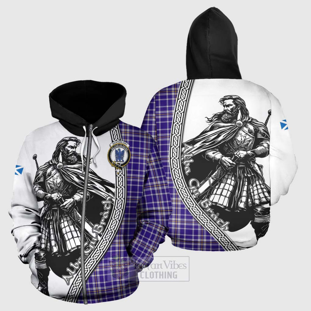 Ochterlony Tartan Clan Crest Hoodie with Highlander Warrior Celtic Style - Tartan Vibes Clothing