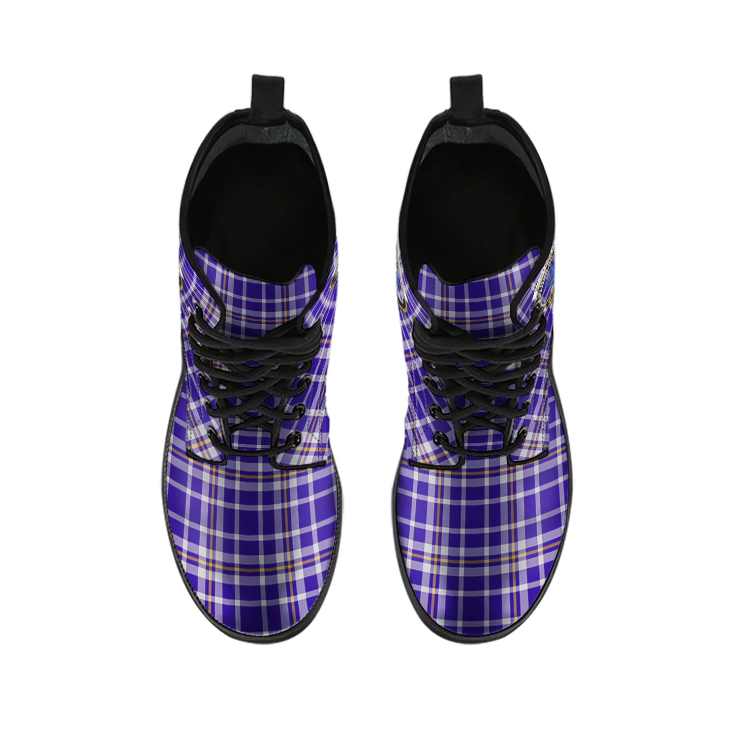Ochterlony Tartan Leather Boots with Family Crest - Tartan Vibes Clothing