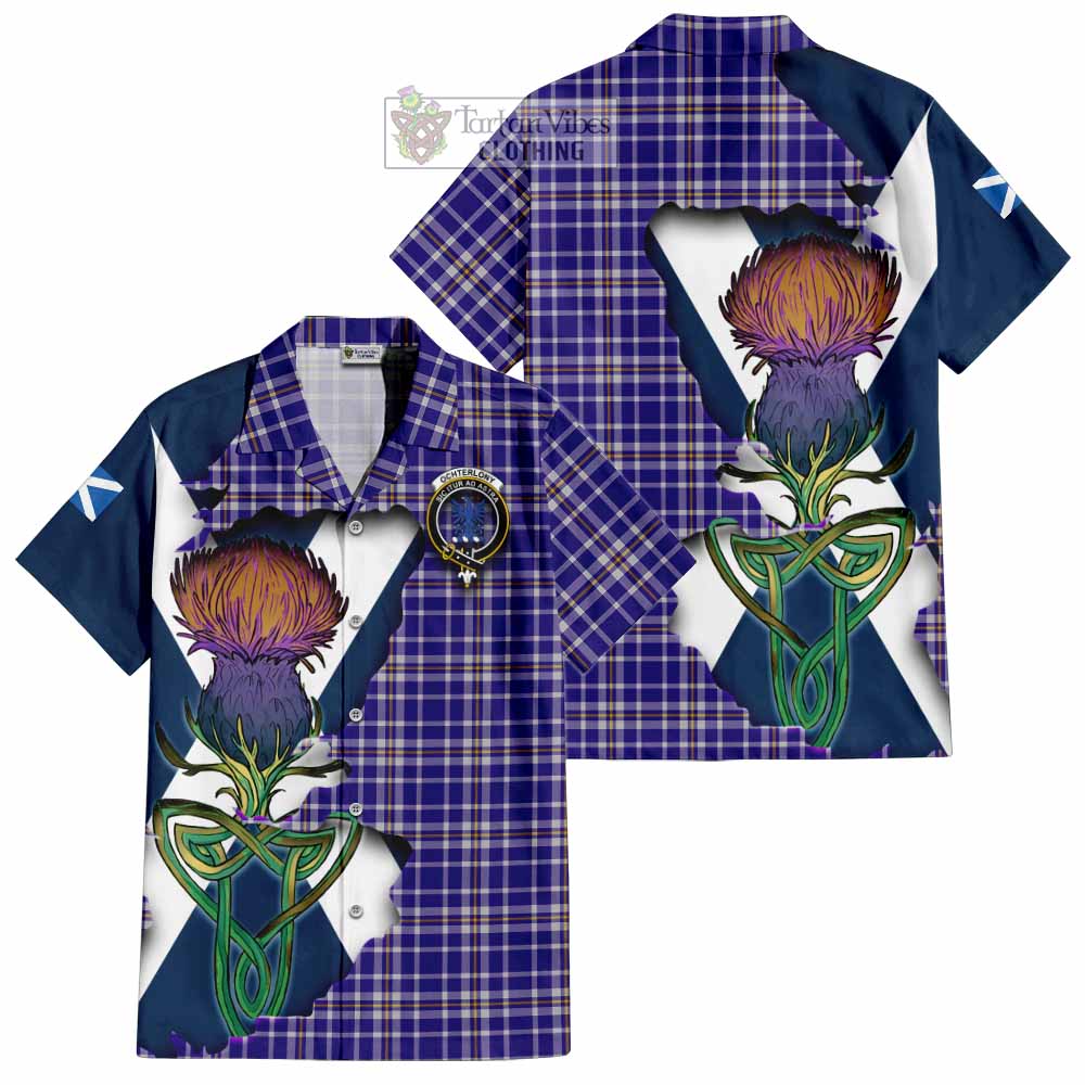 Ochterlony Tartan Family Crest Hawaiian Shirt Scottish Thistle Celtic Inspired - Tartan Vibes Clothing