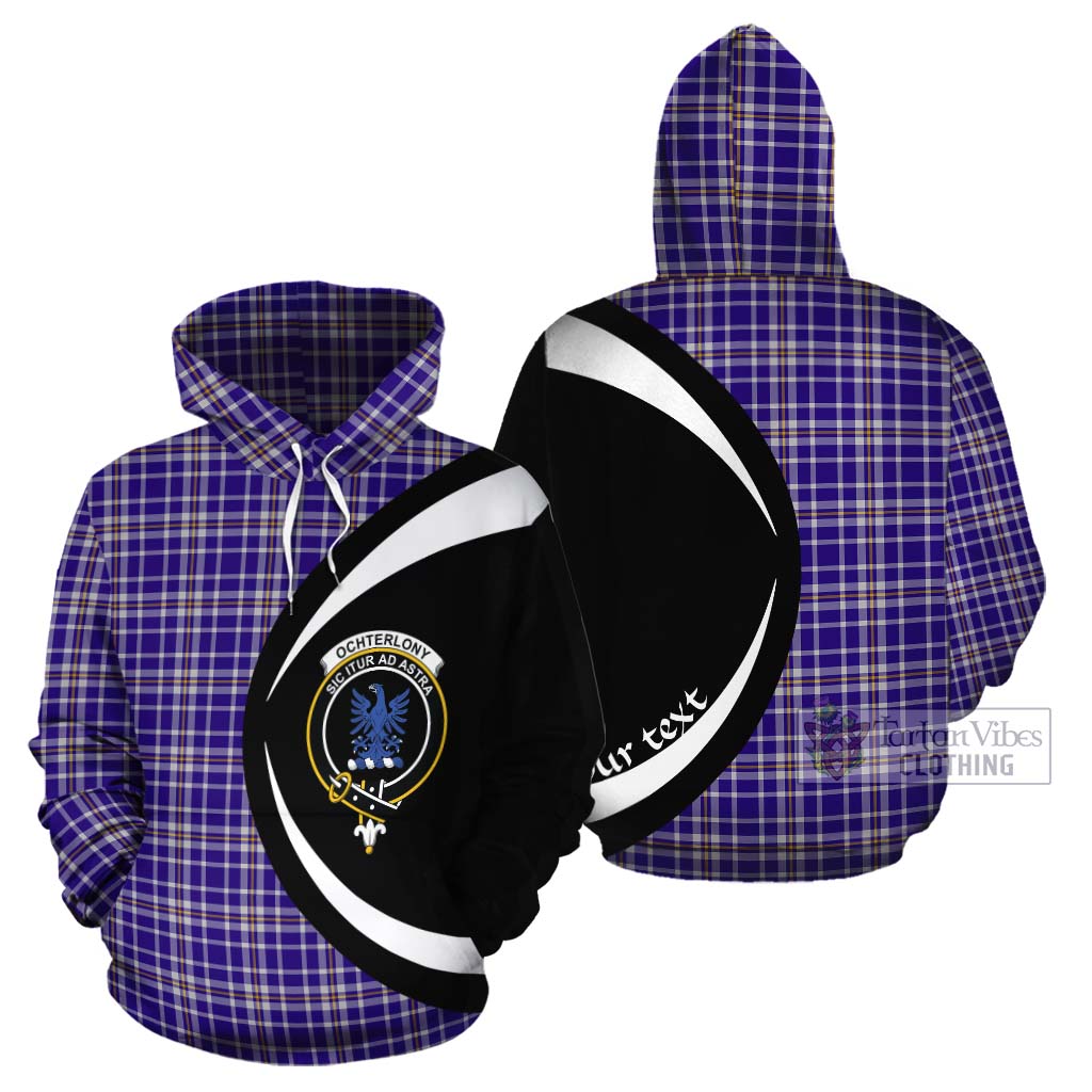 Ochterlony Tartan Cotton Hoodie with Family Crest Circle Style Zip Hoodie - Tartan Vibes Clothing