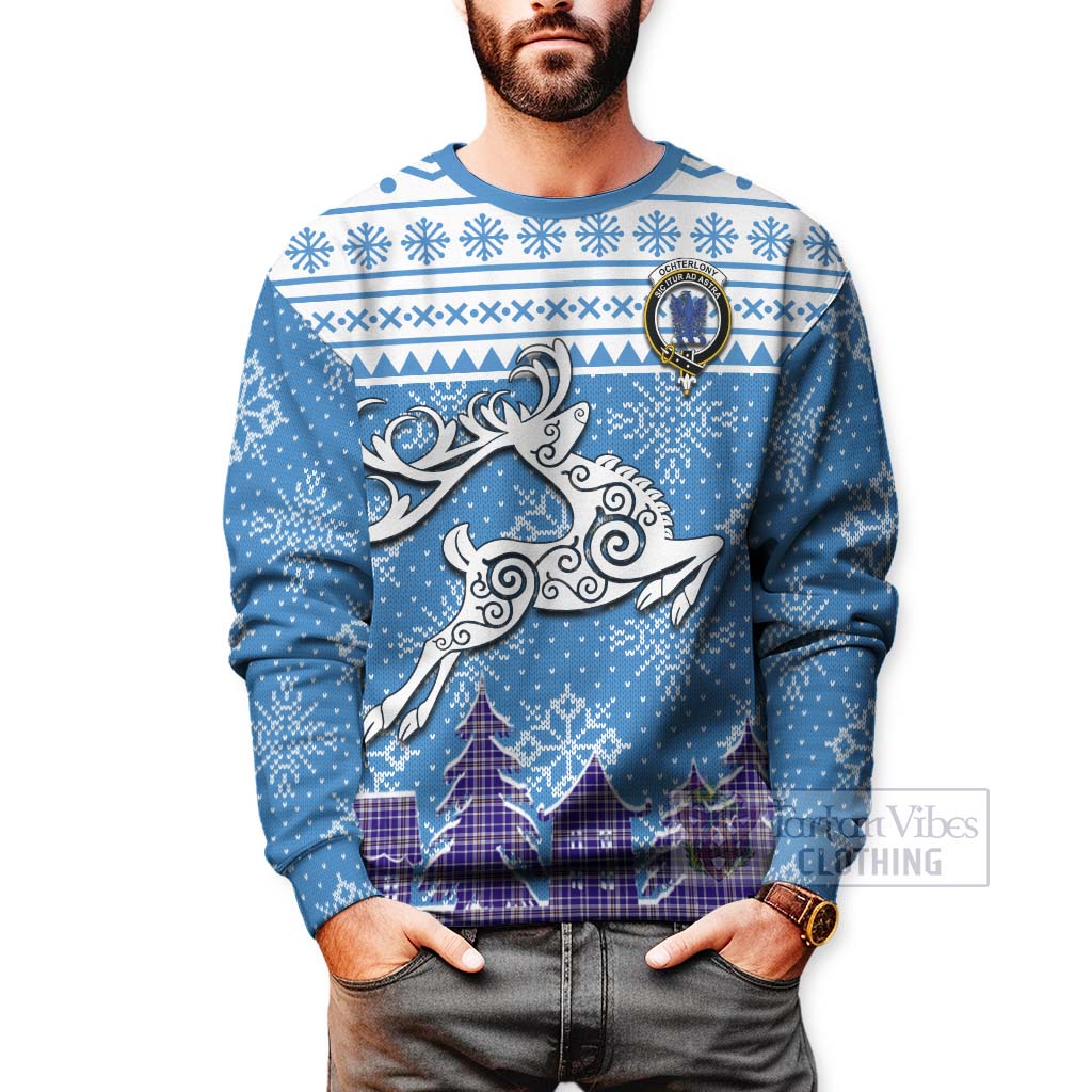 Ochterlony Clan Christmas Sweatshirt Celtic Reindeer Style - Tartan Vibes Clothing