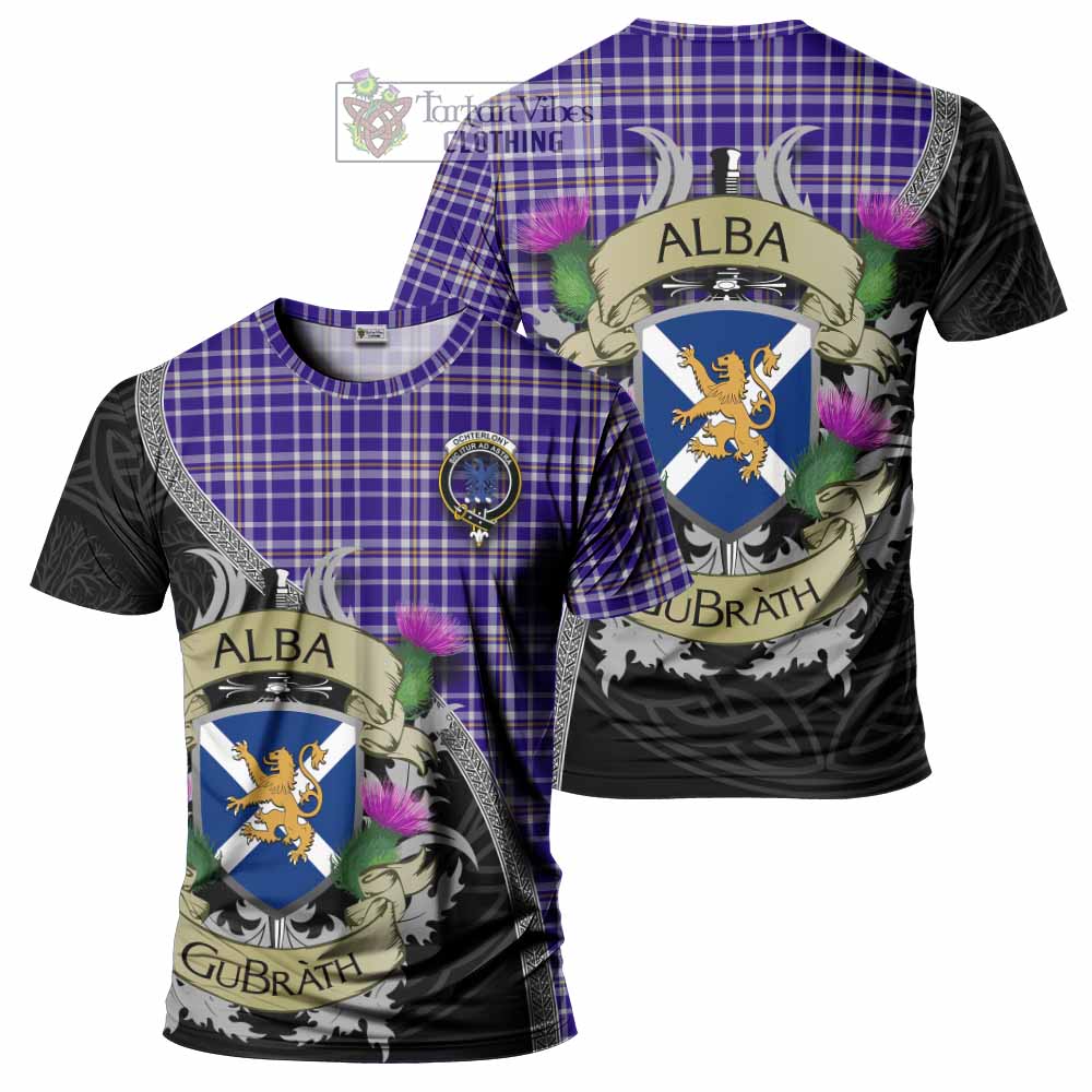 Ochterlony Tartan Family Crest T-Shirt Lion Rampant Royal Thistle Shield Celtic Inspired - Tartan Vibes Clothing