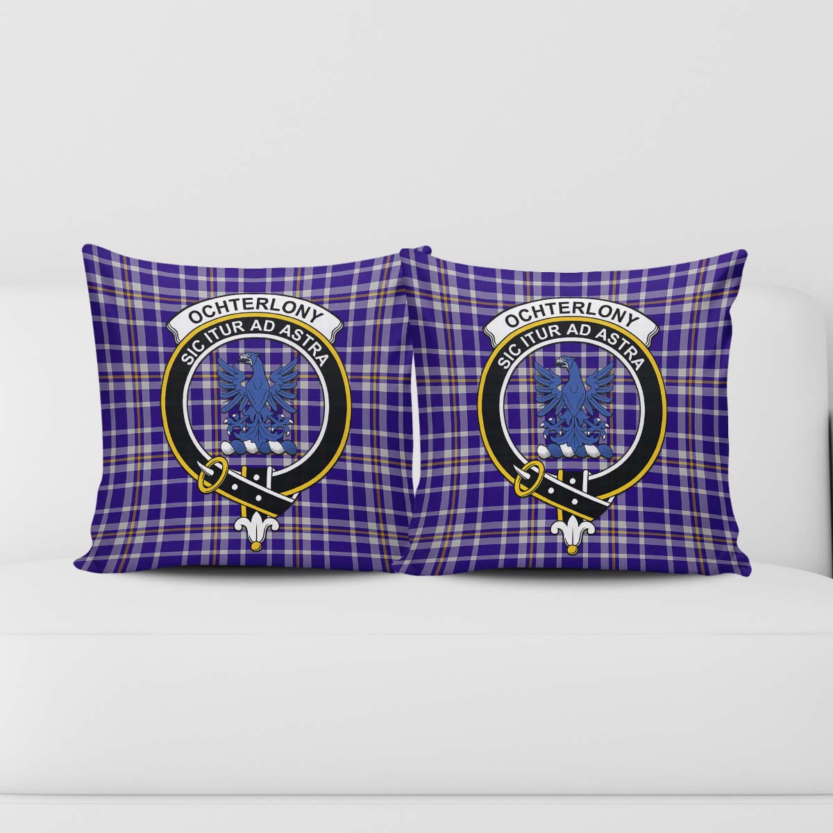 Ochterlony Tartan Pillow Cover with Family Crest - Tartan Vibes Clothing