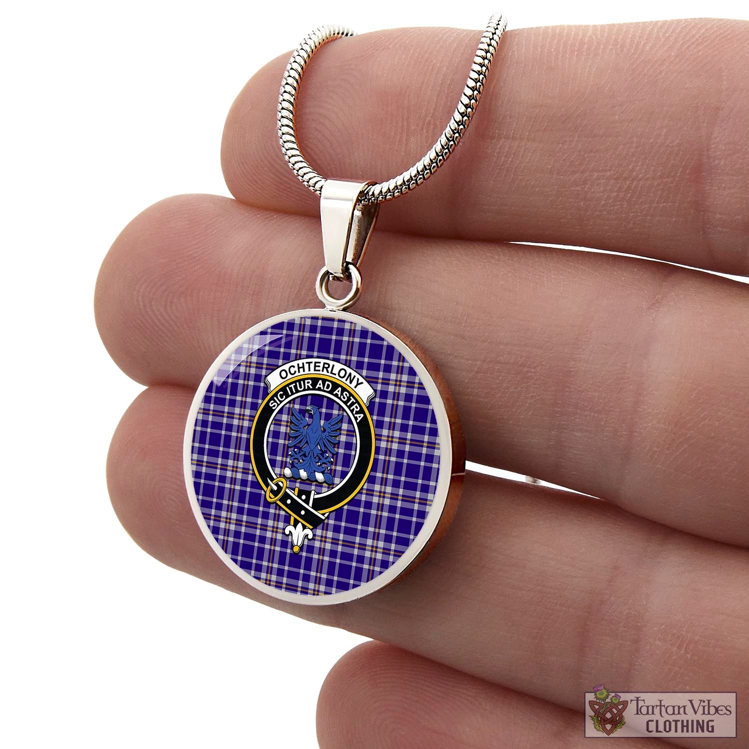 Ochterlony Tartan Circle Necklace with Family Crest - Tartan Vibes Clothing