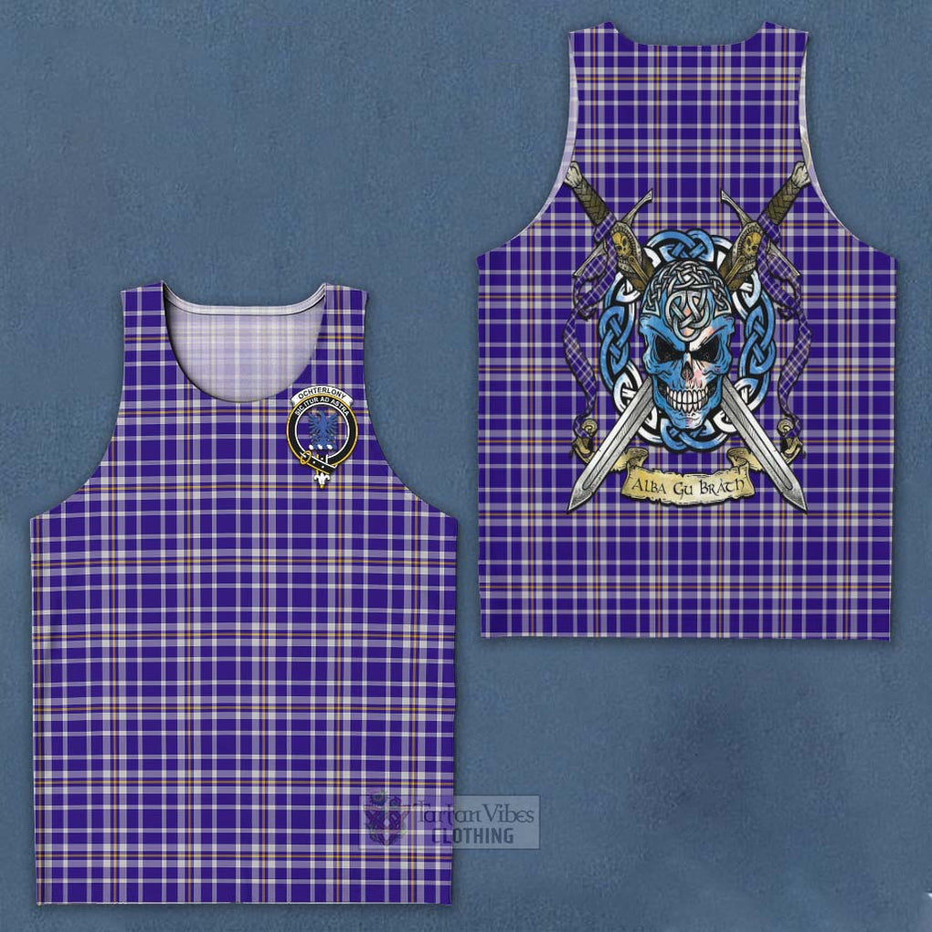 Ochterlony Tartan Men's Tank Top with Family Crest Celtic Skull Style - Tartan Vibes Clothing