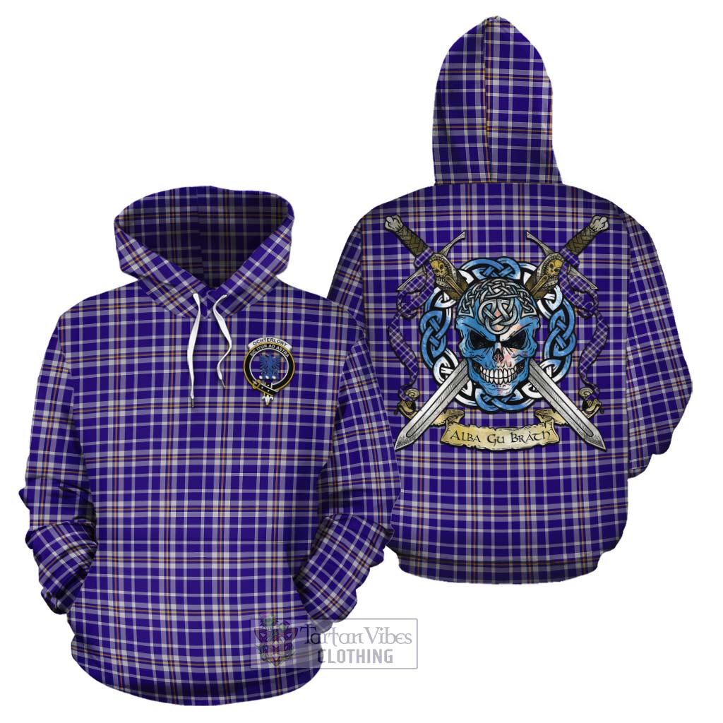 Ochterlony Tartan Cotton Hoodie with Family Crest Celtic Skull Style Zip Hoodie - Tartan Vibes Clothing