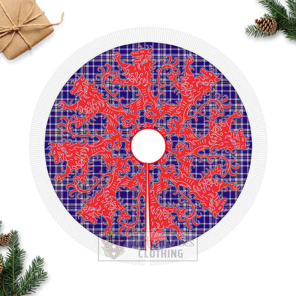 Ochterlony Tartan Christmas Tree Skirt Lion Rampant Style Fringed Tree Skirts - Tartan Vibes Clothing