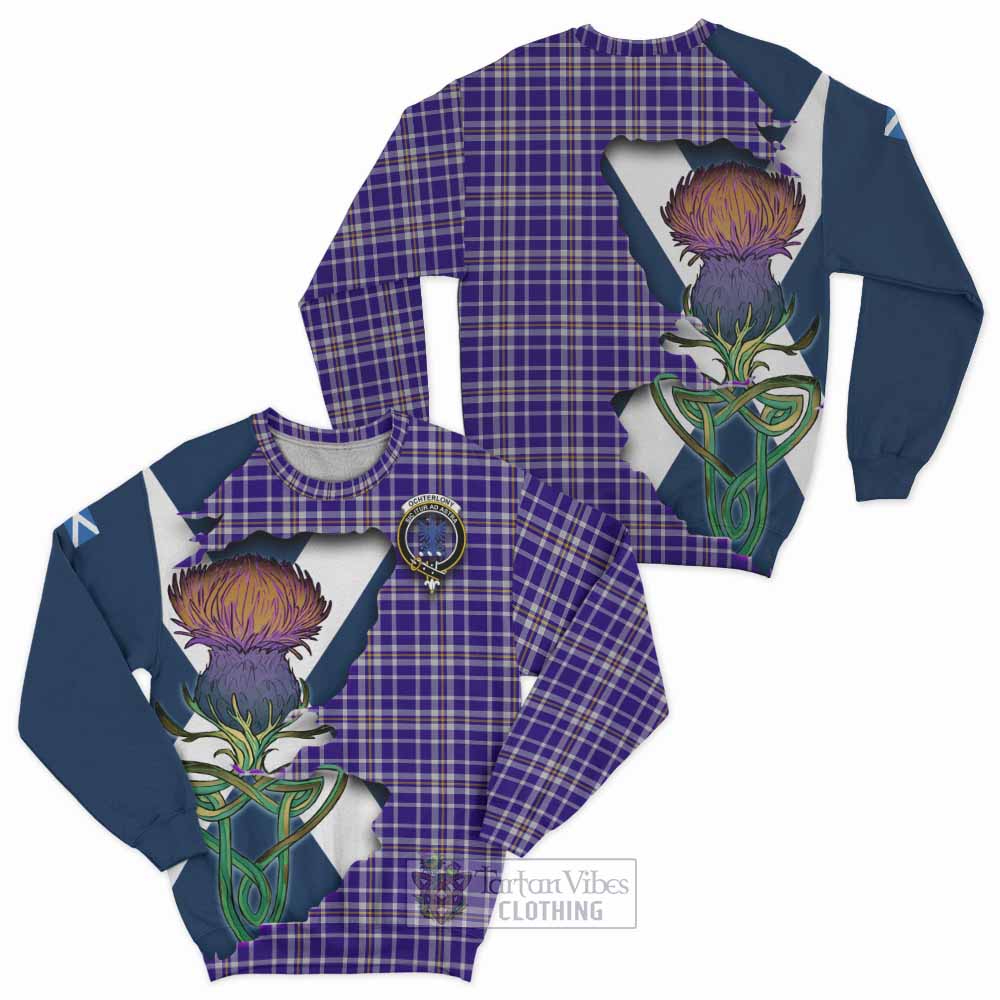 Ochterlony Tartan Family Crest Sweatshirt Scottish Thistle Celtic Inspired - Tartan Vibes Clothing